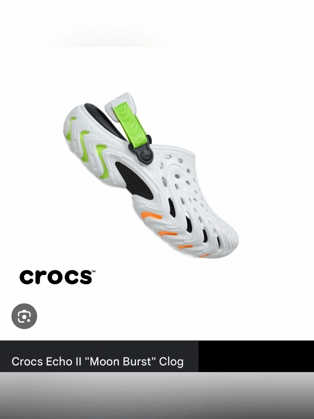 NIB CROCS Echo II Moon Burst Clog in White/Lime/Orange, Men’s 9 - Women 11